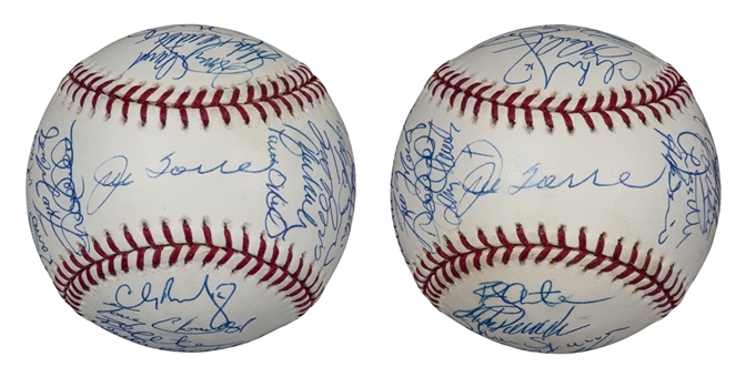 2001 New York Yankees Lot of (2) Team Signed Official World Series Baseballs With 34 Signatures Including Rivera, Pettitte & Torre (PSA PreCert)